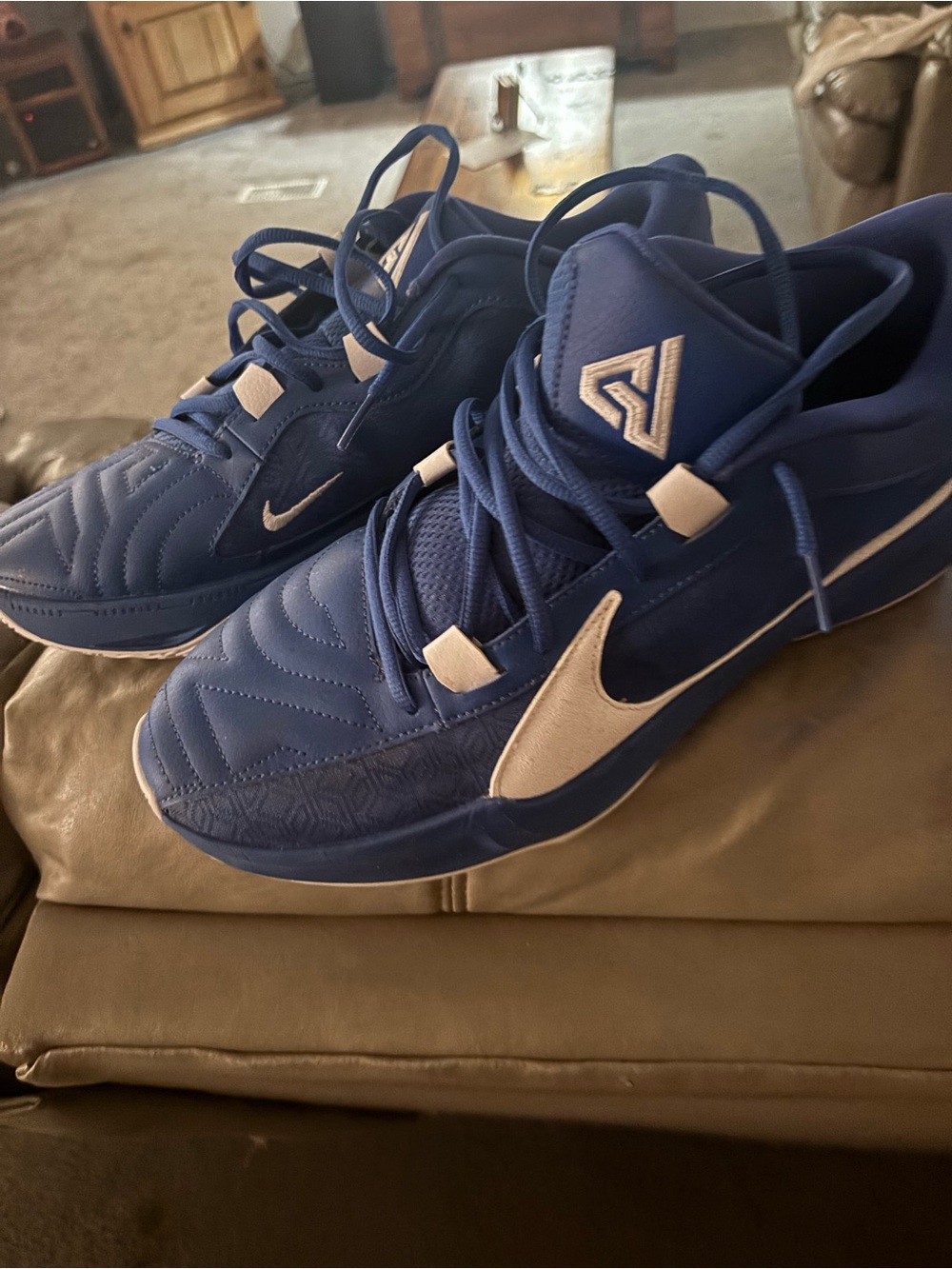 Nike Men's Royal Blue Low-Top Basketball Sneakers with White Swoosh
